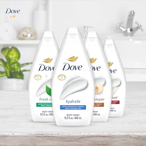 Dove Body Wash Variety 6-Pack – Hydrate, Gentle Pamper, Fresh Care, and Silky Velvet, 15.22 Oz Ea